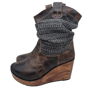 Bed Stu Womens Bruges Boot Bootie Size 9 Distressed Brown Wedge Boho Western